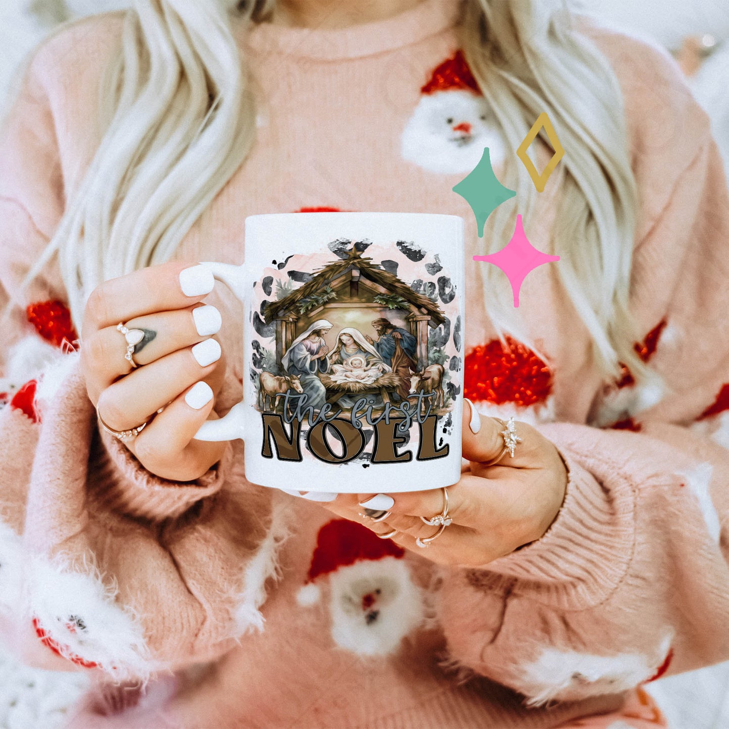 The First Noel Sublimation Design PNG Digital Download Printable Christmas Christian Religious Nativity Baby Jesus Leopard Cheetah Faith