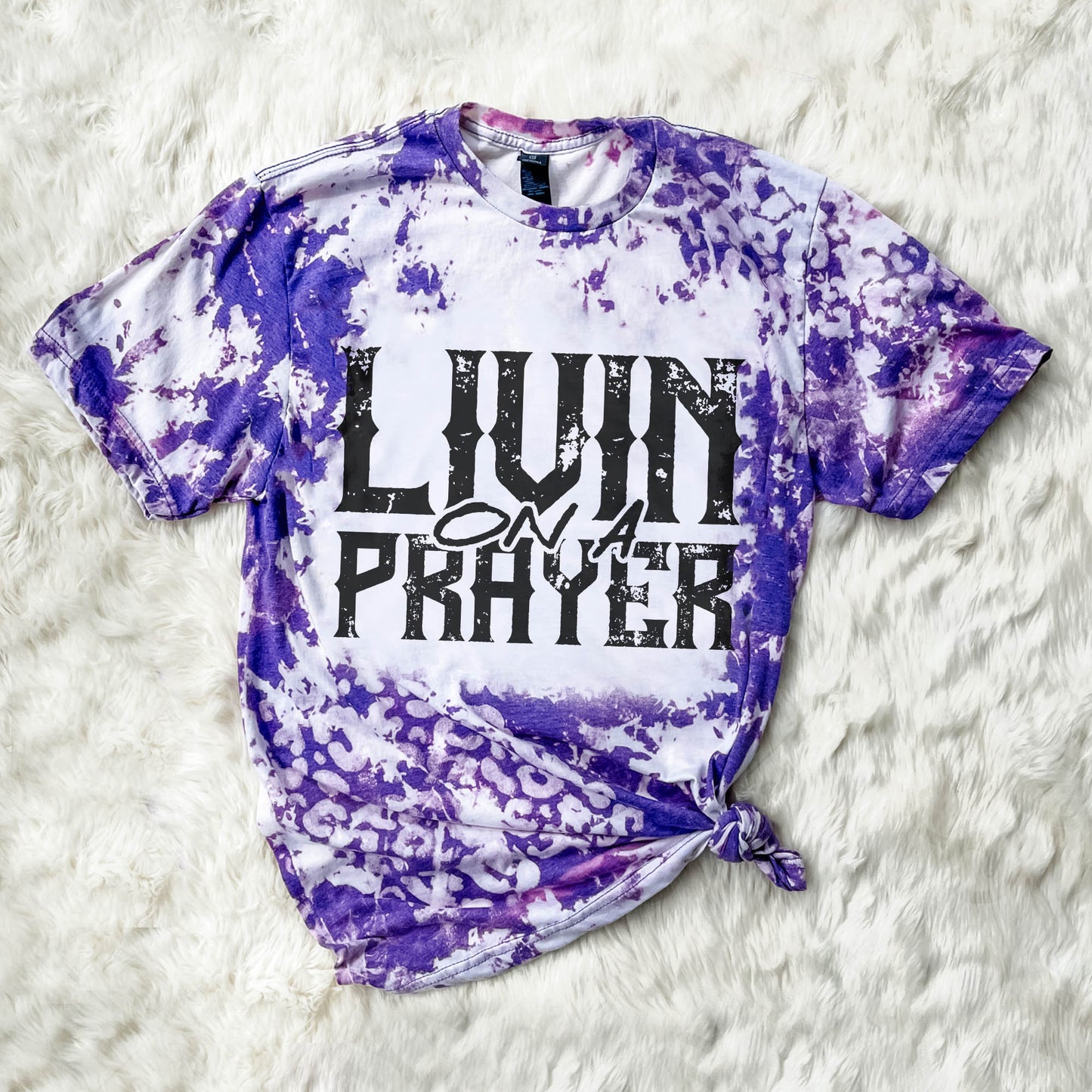 Living on a Prayer Sublimation Design PNG Digital Download Printable Praying Mama Christian Grunge Rock 80s Rock Band Single Color Retro