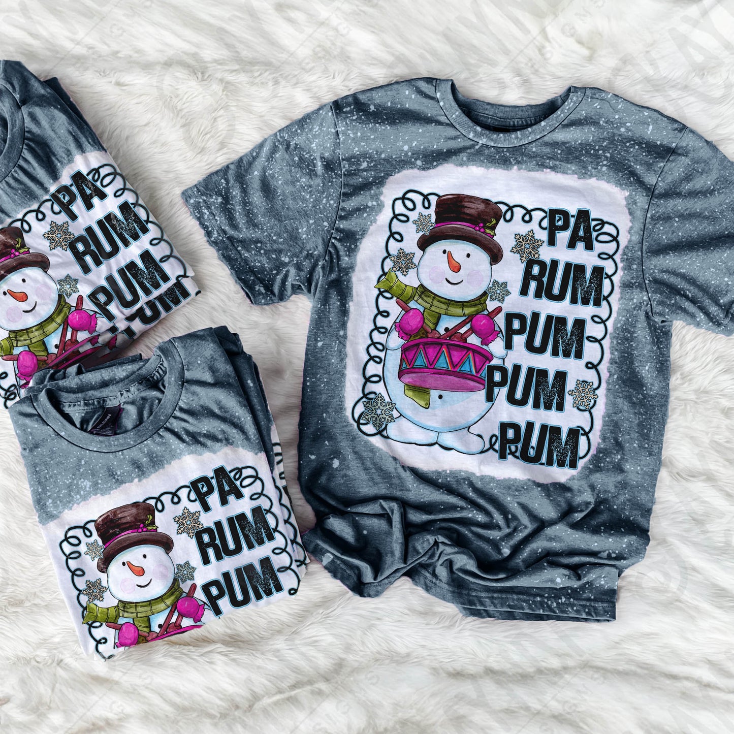 Pa Rum Pum Pum Pum Snowman Drummer Boy Pink Sublimation Design PNG Digital Download Printable Cute Kids Chrismtas Design Winter Doodle Snow