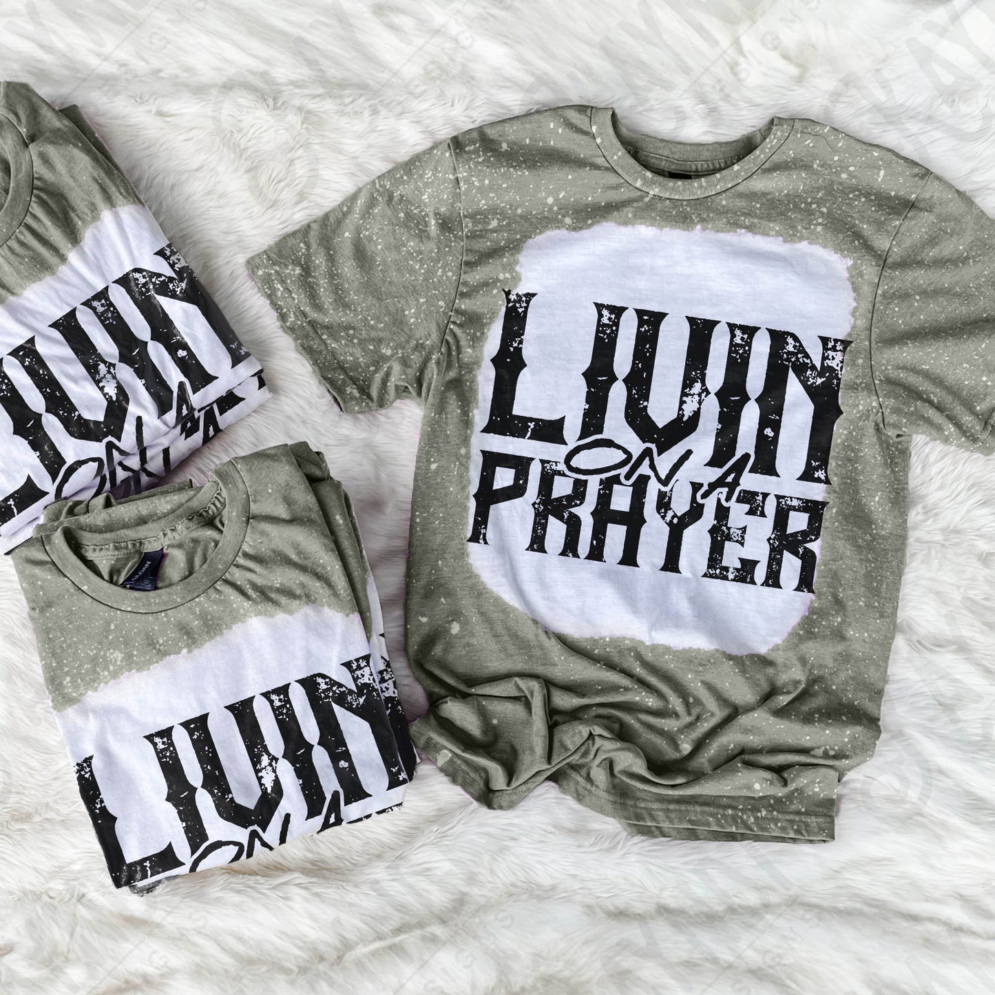 Living on a Prayer Sublimation Design PNG Digital Download Printable Praying Mama Christian Grunge Rock 80s Rock Band Single Color Retro