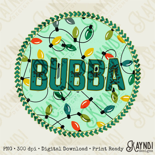 Bubba Christmas Lights Sublimation Design PNG Digital Download Printable Leopard Boy Dad Mini Matching Winter Pink Mom Momma Bright