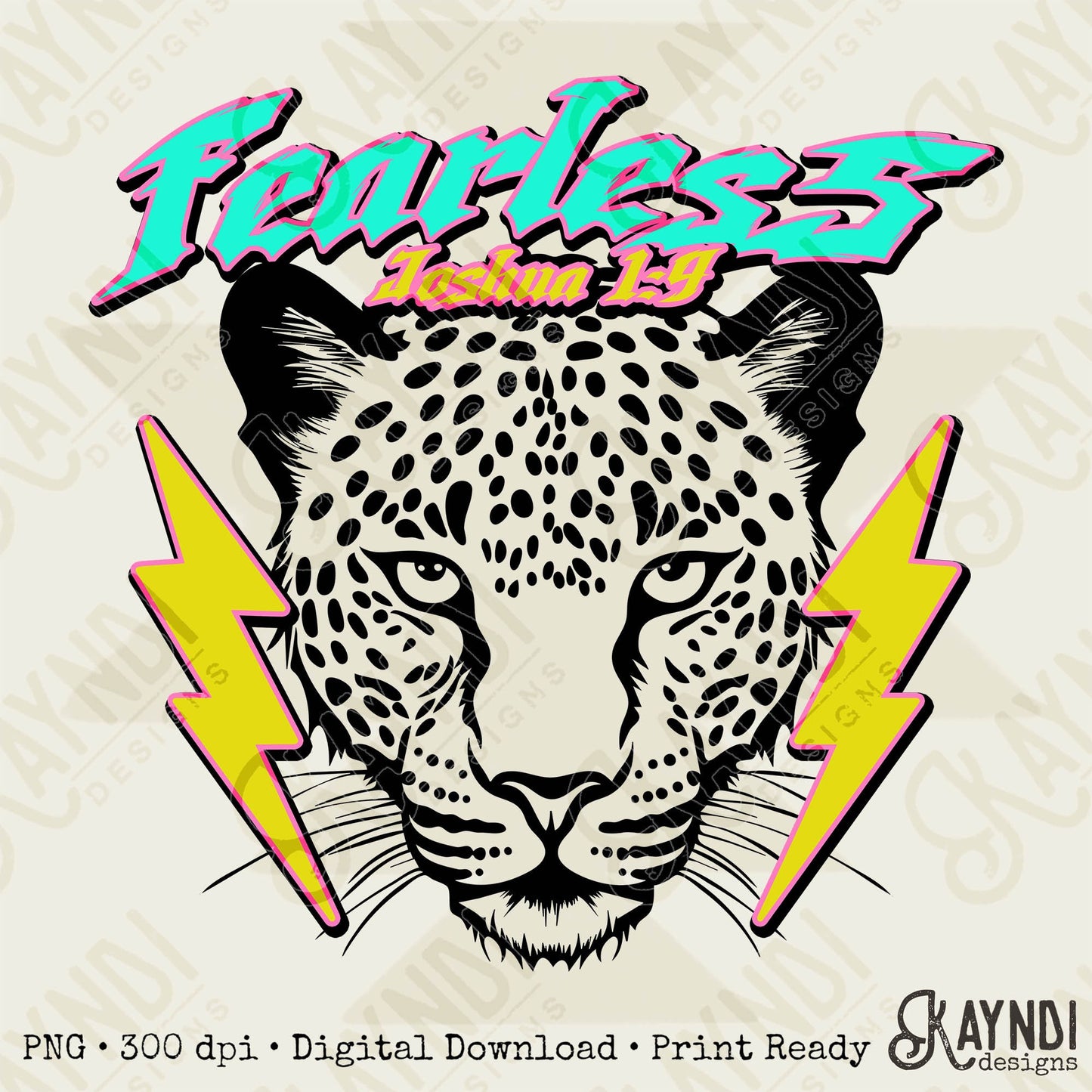 Fearless Sublimation Design PNG Digital Download Printable James 1:9 Faith Christian Jesus Leopard Cheetah Grunge Rocker Retro Band Tee