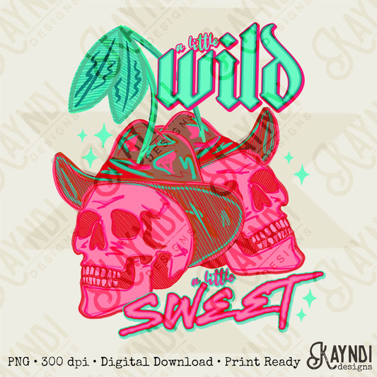 A Little Wild A Little Sweet Cherries Sublimation Design PNG Digital Download Printable Cowboy Hat Cherry Western Cowgirl Y'allternative