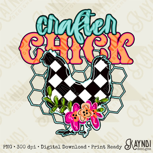 Crafter Chick Sublimation PNG, Digital Download, Printable Western, Humor-Based Art, Vibrant, DIY Craft Design