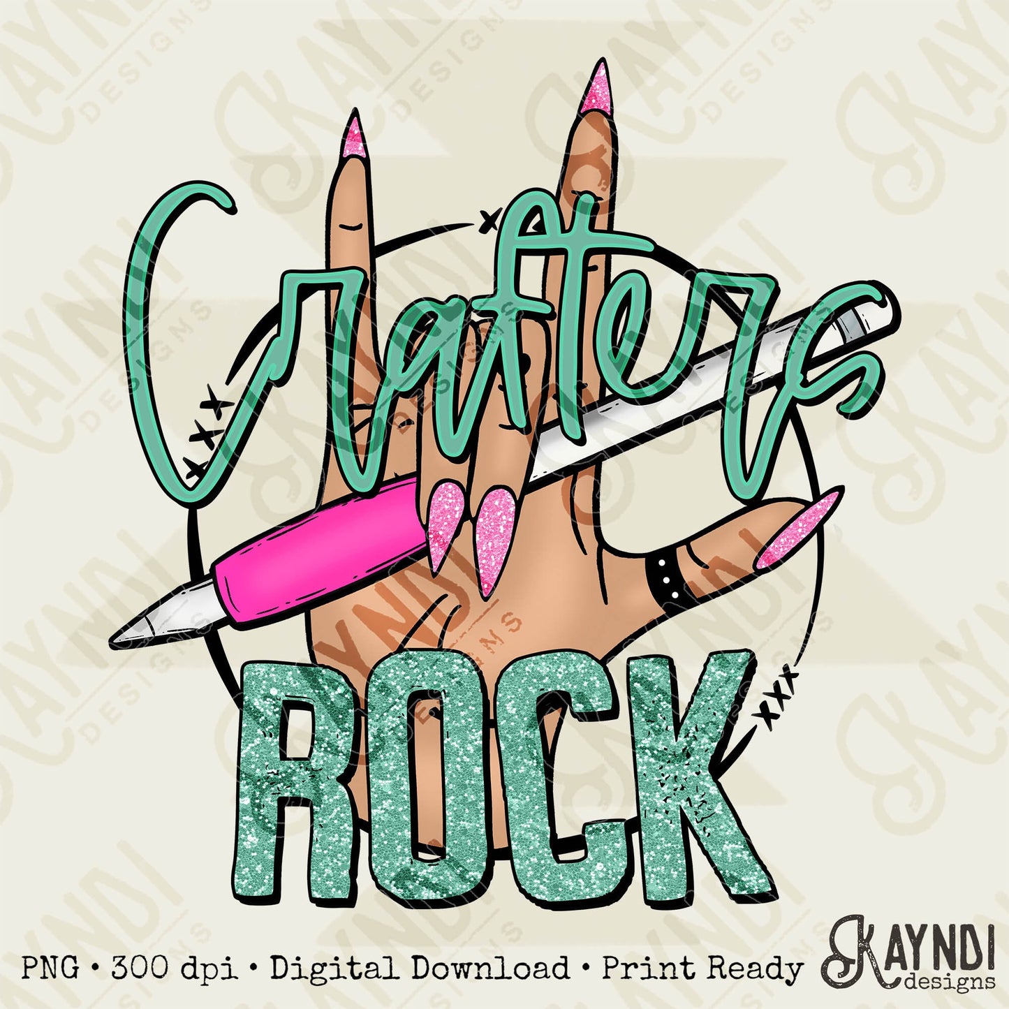 Crafters Rock Sublimation PNG, Digital Download, Printable, Humor-Based Art, Vibrant, DIY Craft Design