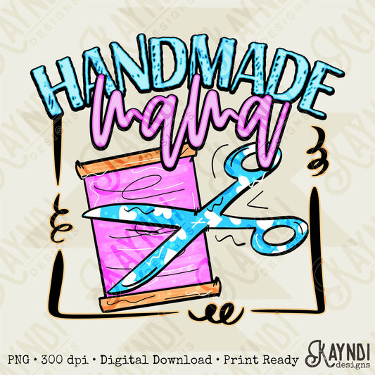 Handmade Mama Sublimation PNG, Digital Download, Printable Crafter, Vibrant, DIY Craft Design