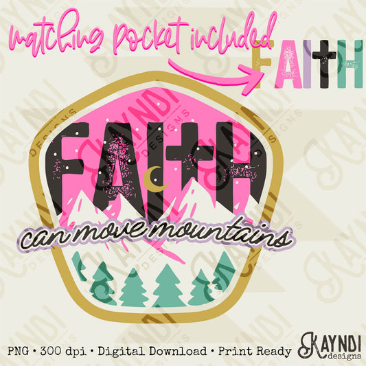 Faith can move mountains Sublimation PNG, Digital Download, Printable Christian, Faith-based Vibrant, DIY Craft Design