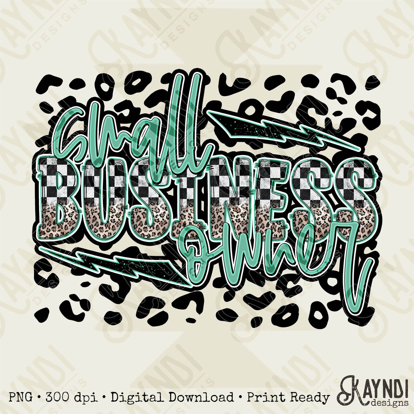 Small Business Owner Sublimation PNG, Digital Download, Printable Leopard Print, Checkered Board, DIY Craft Design