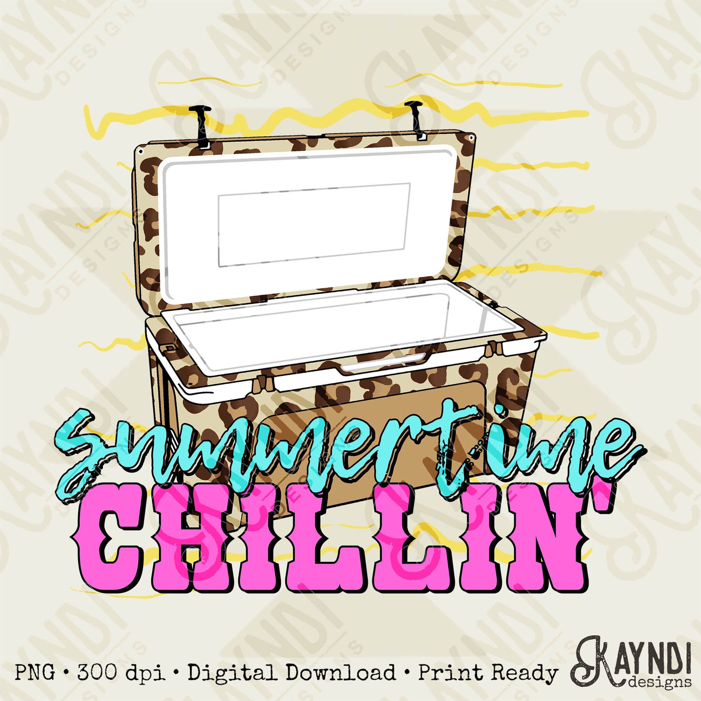 Summertime Chillin Leopard Ice Chest Cooler Sublimation Design PNG Digital Download Printable Cheetah Country Southern Girl Float River Lake