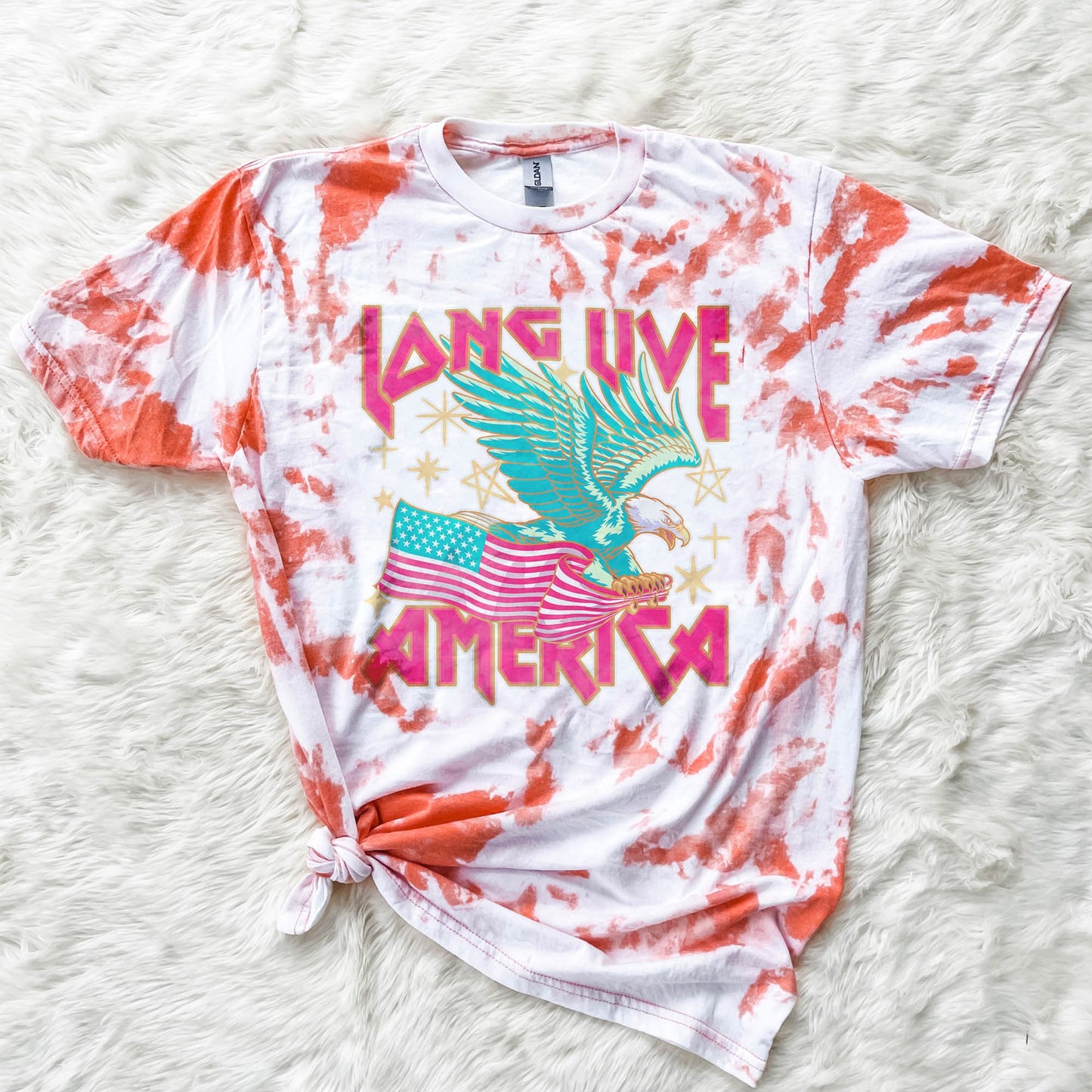 Long Live America Sublimation Design PNG Digital Download Printable Eagle Pink USA Flag 4th of July Independence Day Patriotic Rock Band