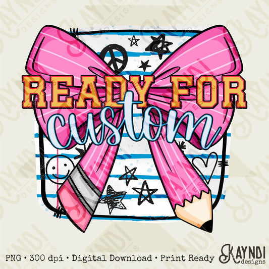 Custom Ready For Design Sublimation PNG, Digital Download, Printable, School-Based Art, Vibrant, DIY Craft Design, Bows, Notebook, Pencil