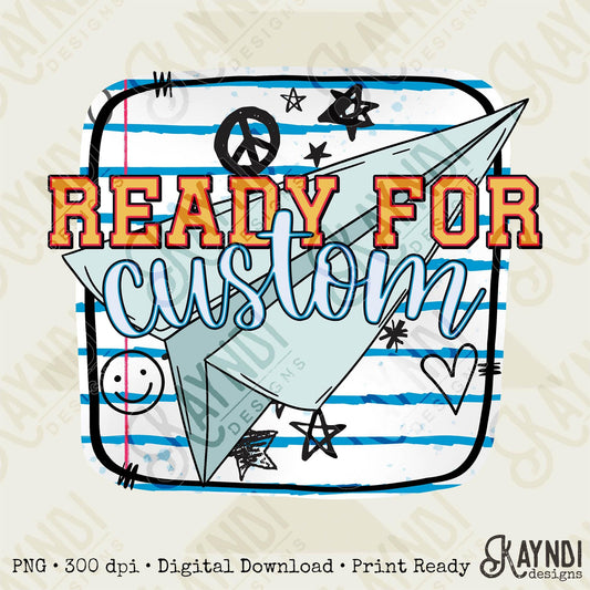 Custom Ready For Design Sublimation PNG, Digital Download, Printable, School-Based Art, Vibrant, DIY Craft Design, Paper Airplane, Notebook