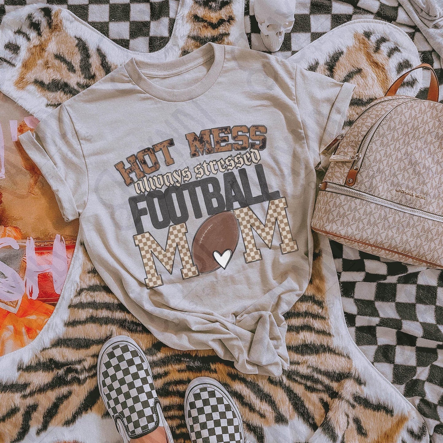 Hot Mess always stressed football Mom Sublimation Design PNG Digital Download Printable Distressed Touchdown Boys of Fall Ball Season