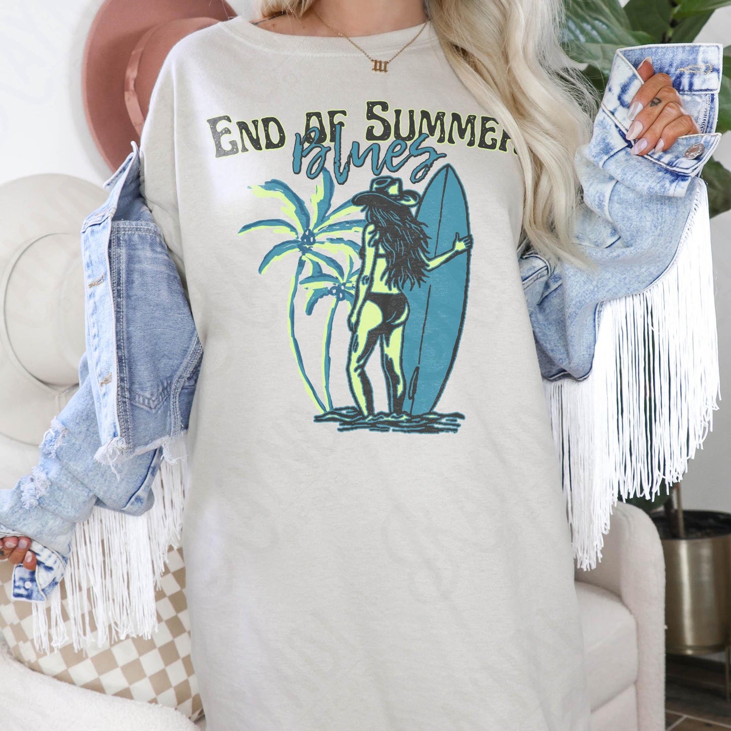 End of Summer Blues Sublimation PNG, Digital Download Printable Summer Beach