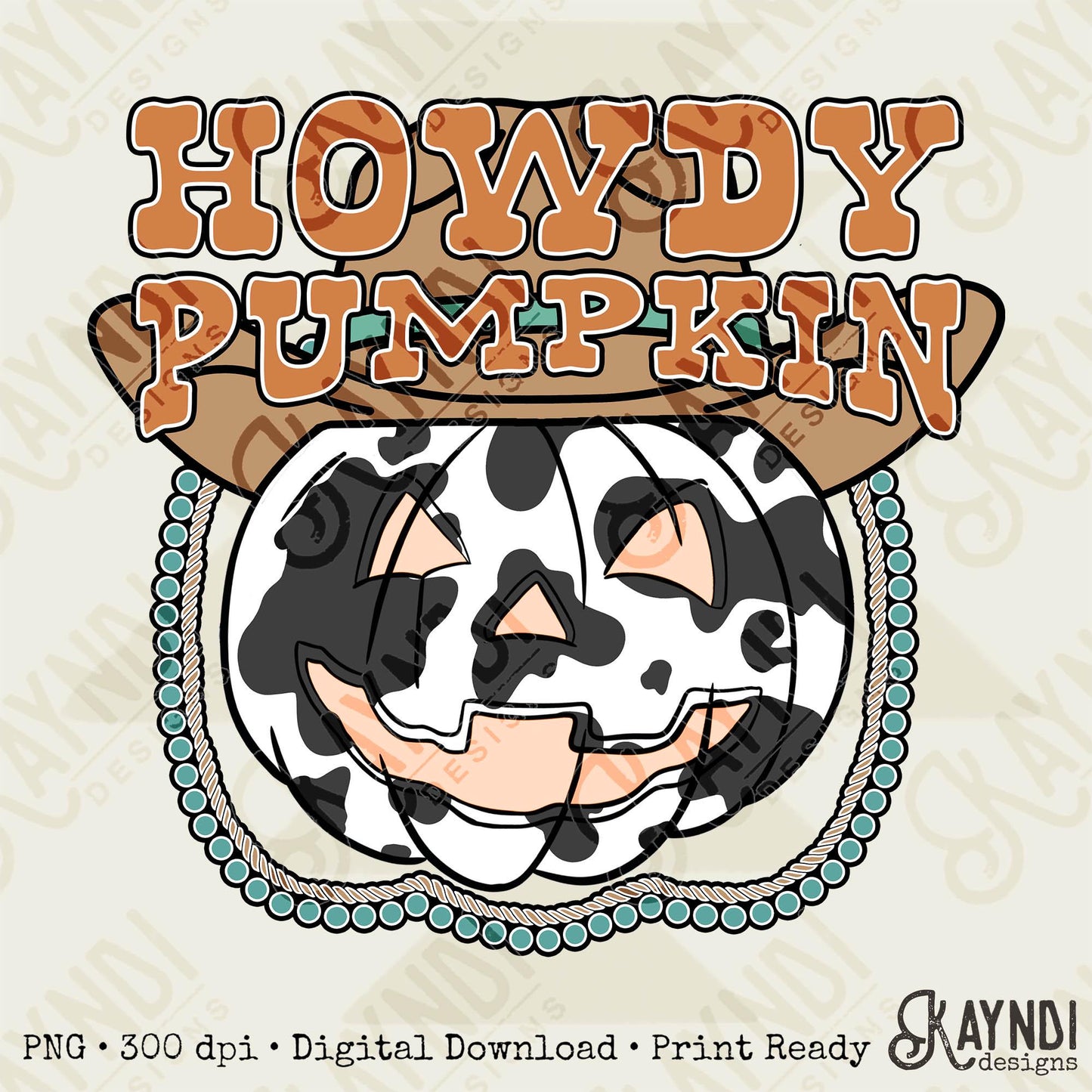 Howdy Pumpkin Sublimation Design PNG Digital Download Printable Jack O Lanterns Fall Country Cow Print Halloween Harvest