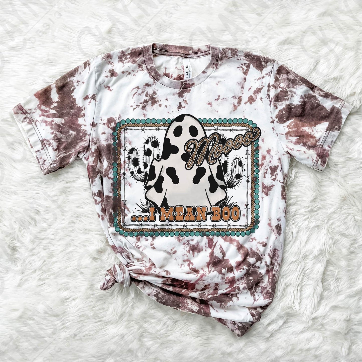 Mooooo ... I Mean Boo Sublimation Design PNG Digital Download Printable Cowprint Fall CactusAutumn Fall Halloween