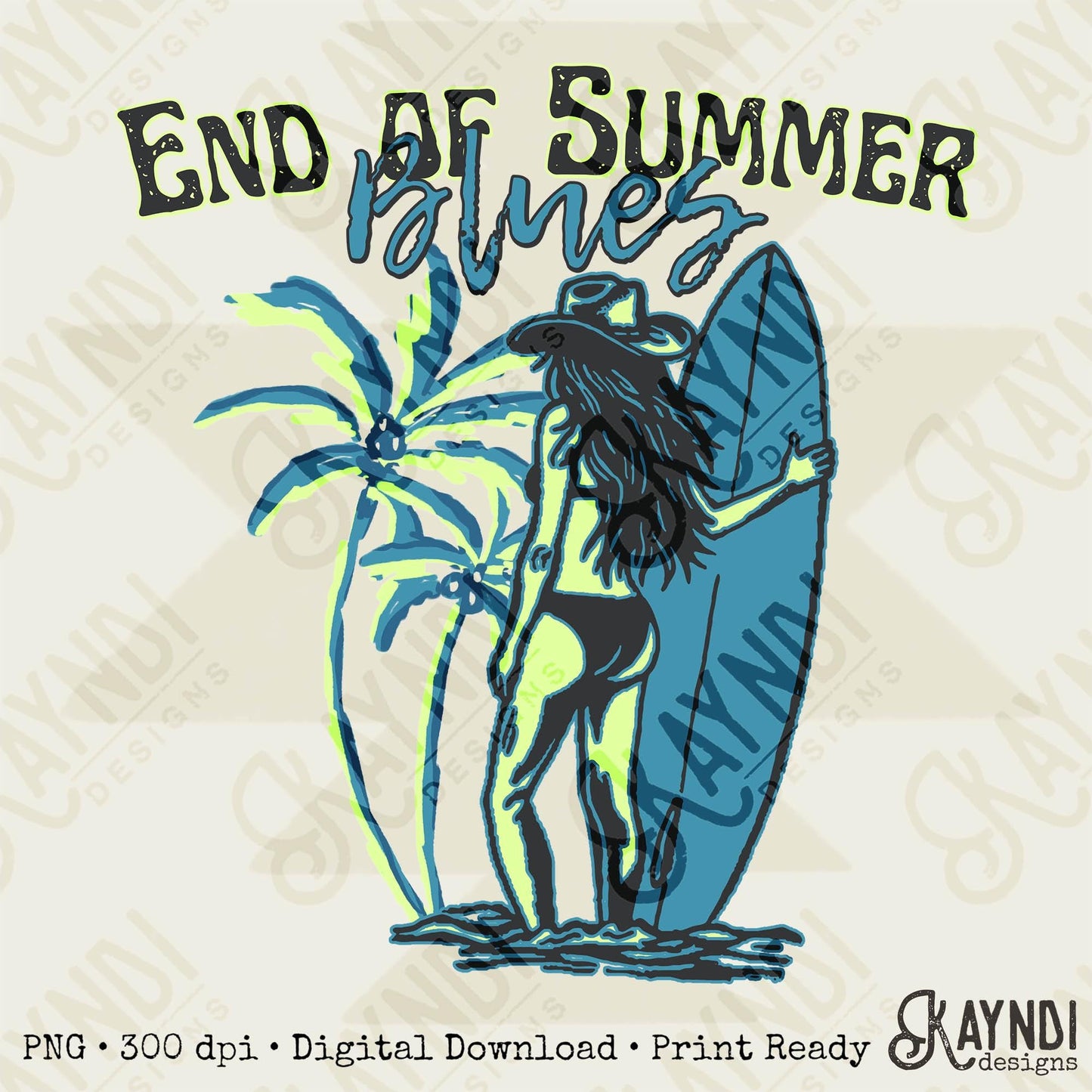 End of Summer Blues Sublimation PNG, Digital Download Printable Summer Beach