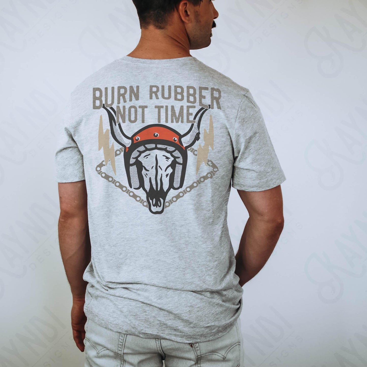 Burn Rubber Not Time Sublimation Design PNG Digital Download File Bull Steer Skull Printable