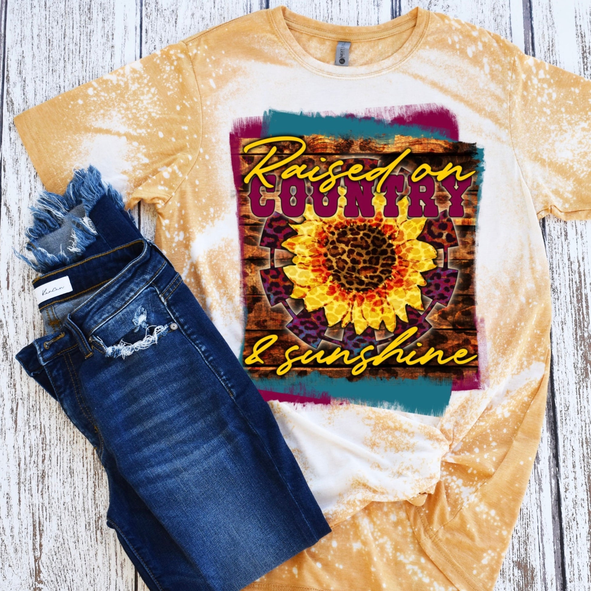 Raised on Country & Sunshine Sunflower Leopard Windmill Sublimation Design PNG Digital Download Western Rustic Southern Farm Girl Printable