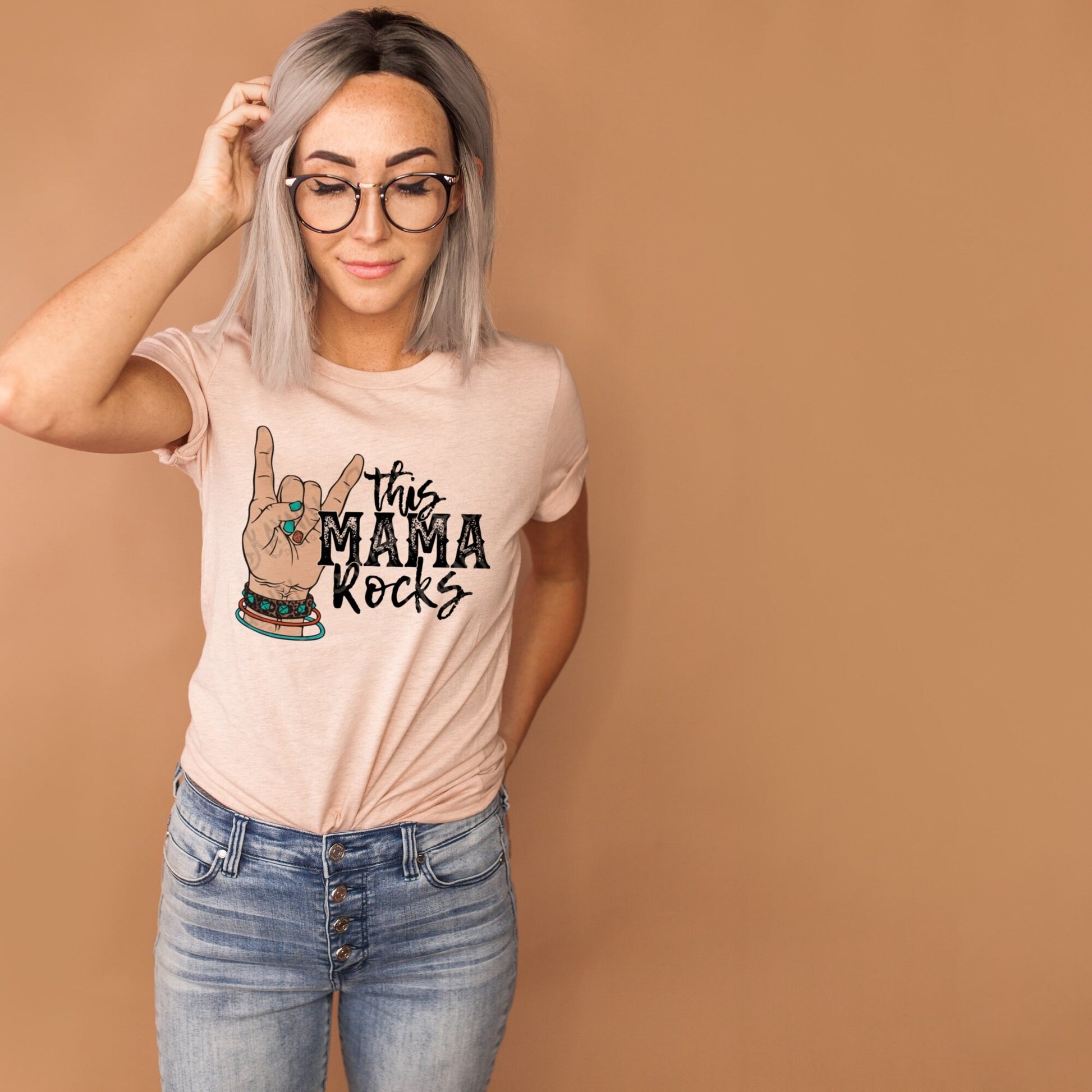 Mama Rocks Set This Mamma and My Mama Sublimation Design PNG Digital Download Printable Rock Hand Sign Rocker Mom Mamma Stud Glitter Leopard