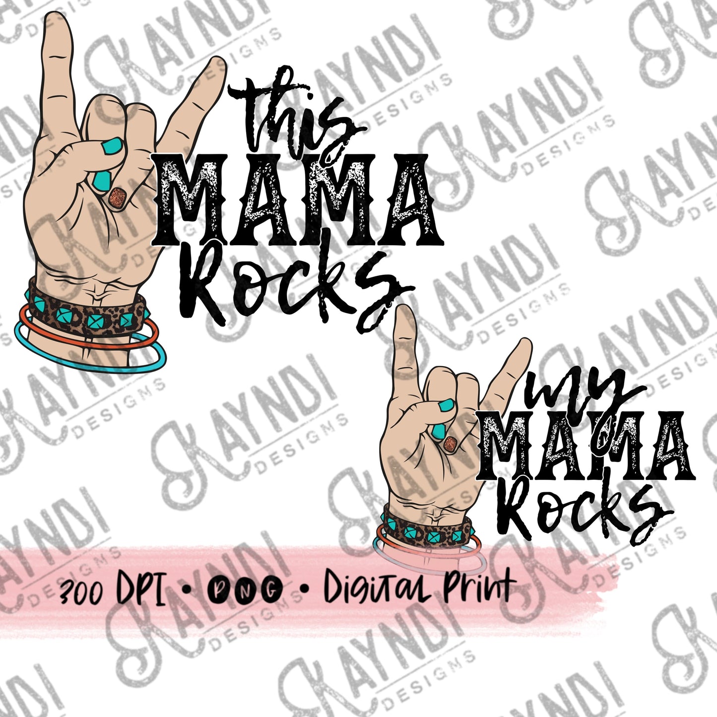 Mama Rocks Set This Mamma and My Mama Sublimation Design PNG Digital Download Printable Rock Hand Sign Rocker Mom Mamma Stud Glitter Leopard