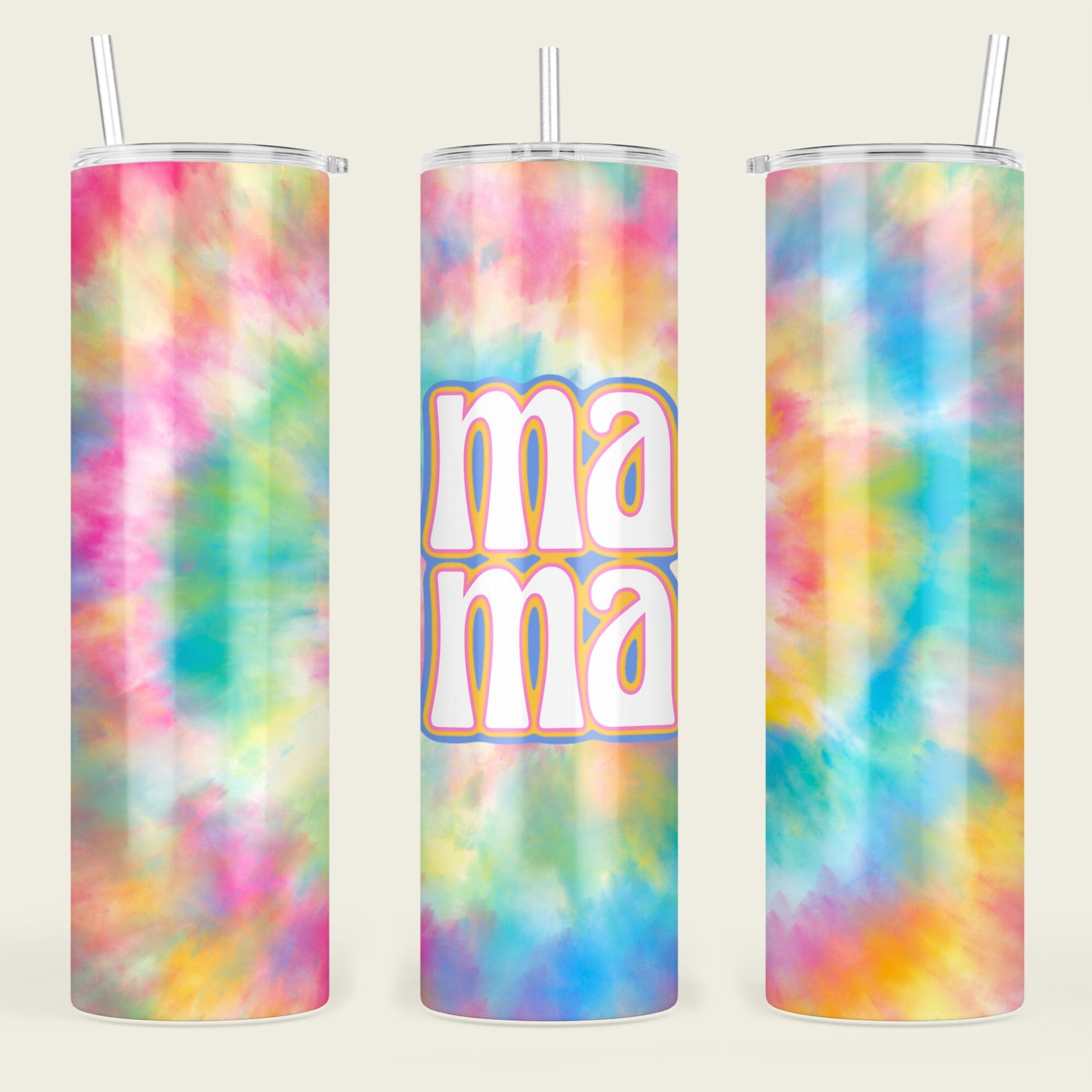 TieDye Mama Bright Tumbler Sublimation Design PNG Digital Download Printable Mom Momma Retro Rainbow Colorful Groovy Retro Funky Boho Vibe