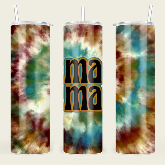 TieDye Mama Dark Tumbler Sublimation Design PNG Digital Download Printable Mom Momma Retro Groovy Retro Funky Boho Vibe Fall Dark Colorful