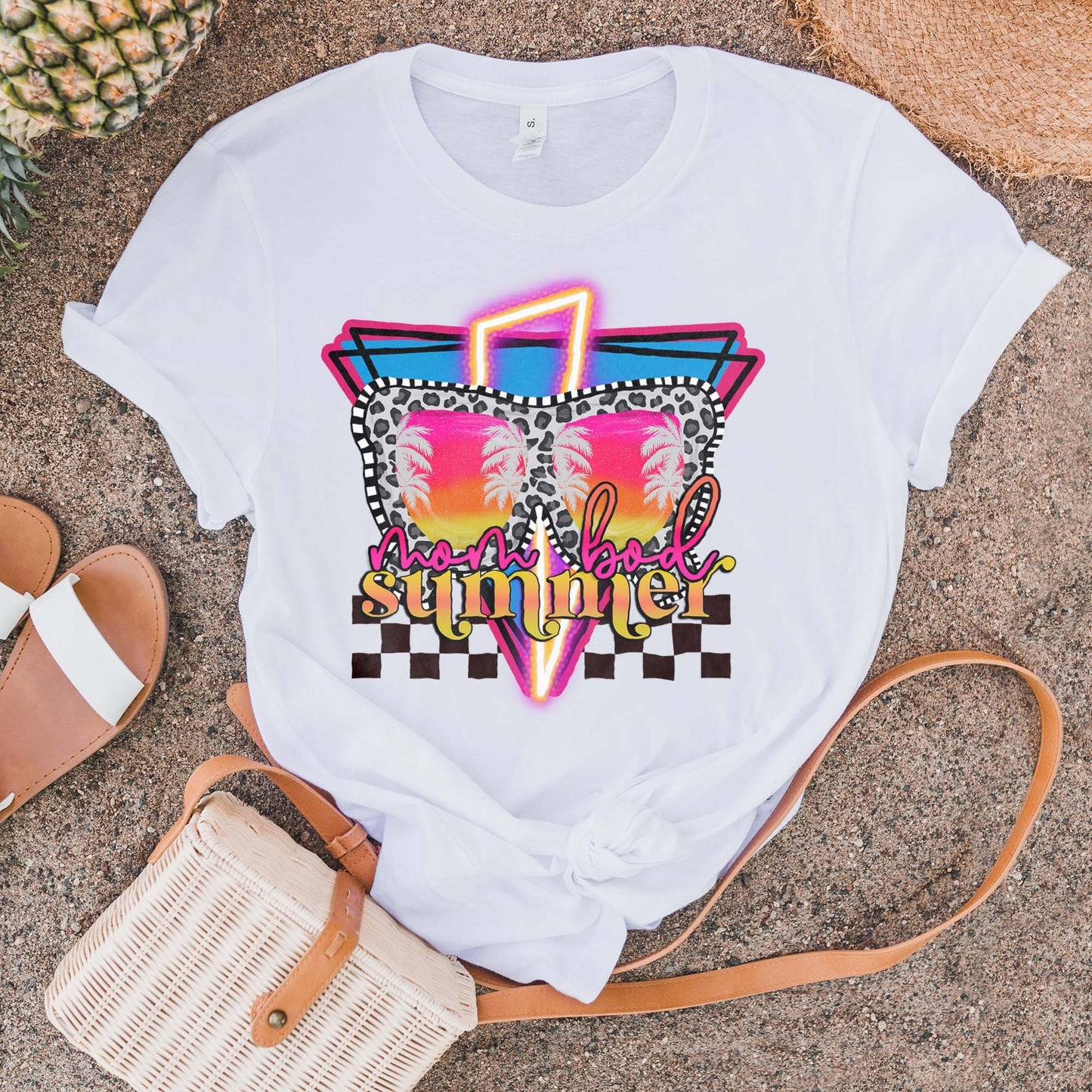 Mom Bod Summer Sublimation Design PNG Digital Download Printable Neon Lightning Bolt Thunder Checker 90s Mom Mama Momma Flames Neon Hot Mom