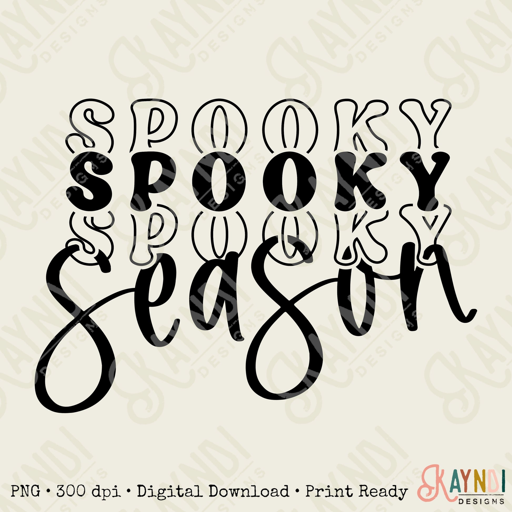 Spooky Season Single Color Sublimation Design PNG Digital Download Printable Halloween Stay Spooky Retro Groovy Pumpkin Vibes Mama