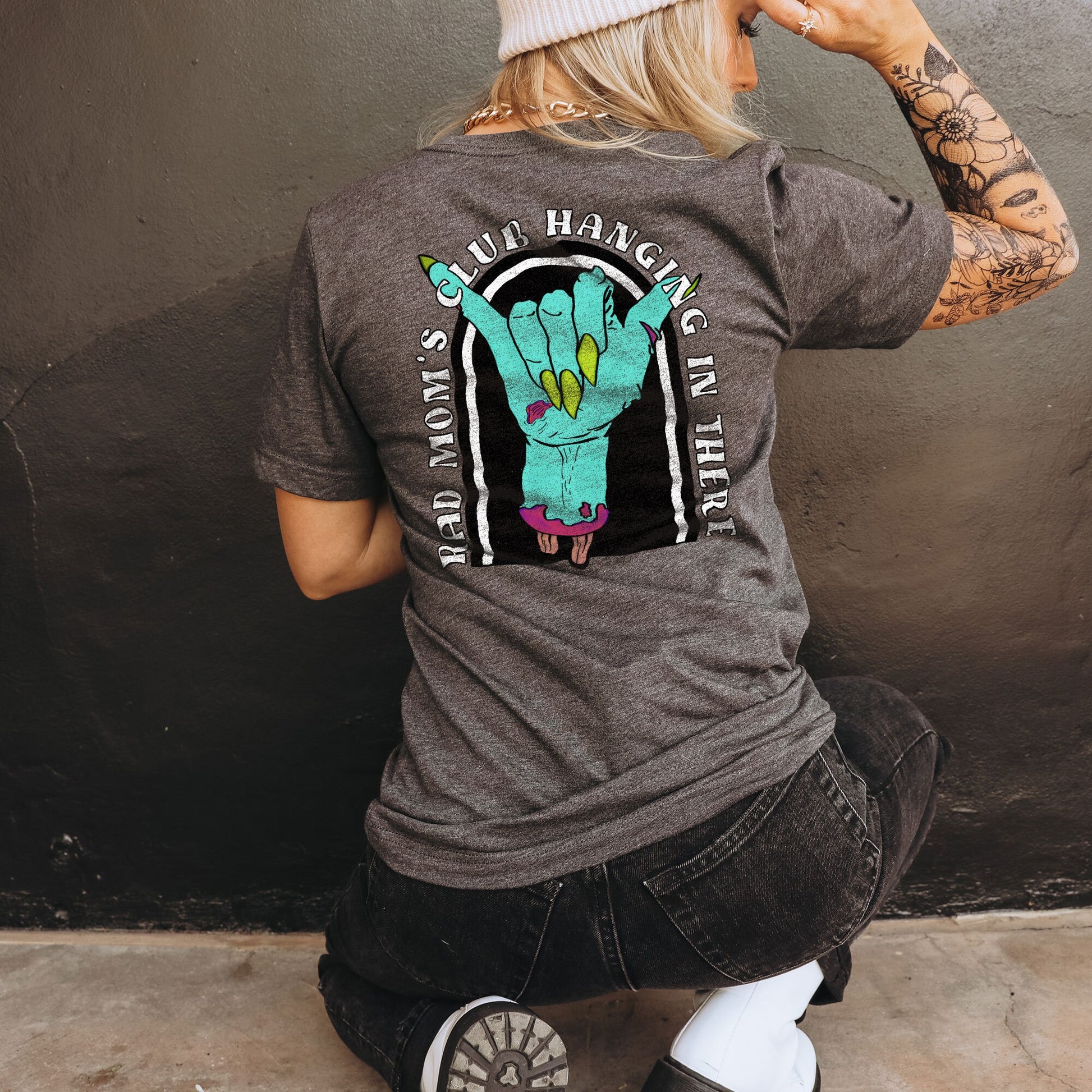 Rad Moms Club plus Pocket Sublimation Design PNG Digital Download Printable Halloween Mama Mom Zombie Which Rock Hand Vibes Witch Spooky