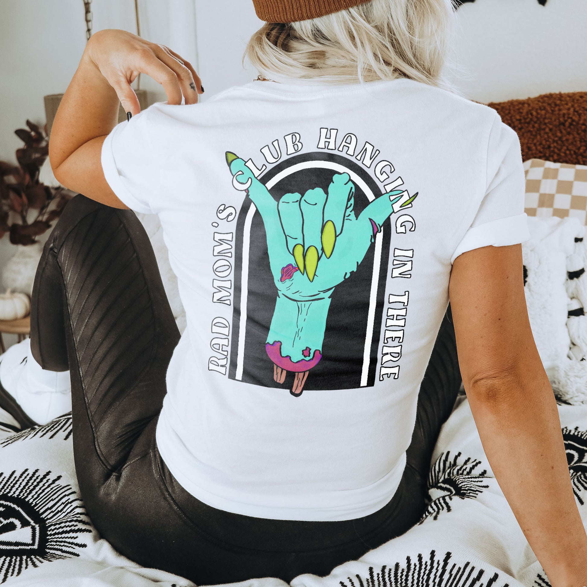 Rad Moms Club plus Pocket Sublimation Design PNG Digital Download Printable Halloween Mama Mom Zombie Which Rock Hand Vibes Witch Spooky