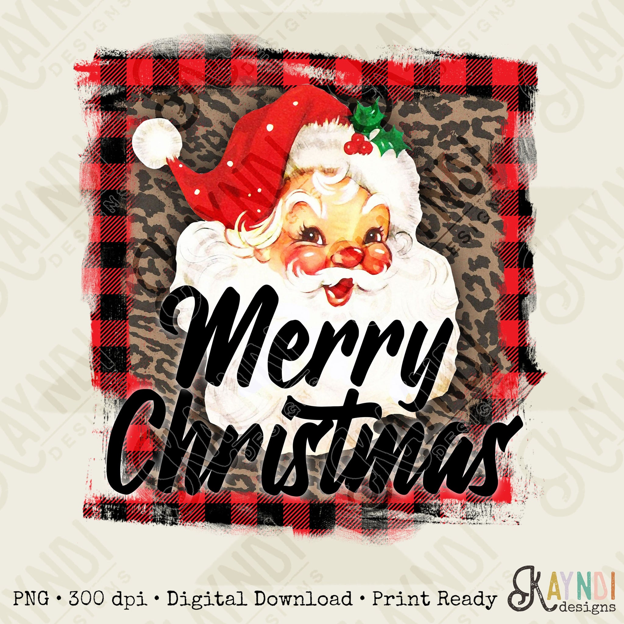 Vintage Christmas Red Santa Leopard Graphic by Summer Digital
