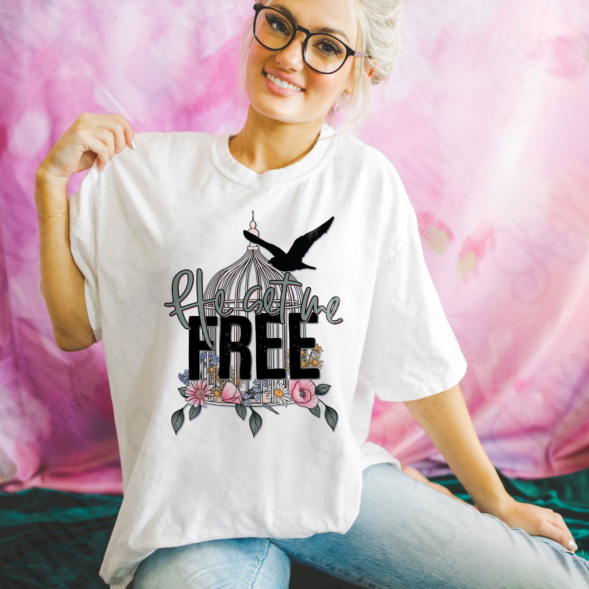 He Set Me Free Sublimation Design PNG Digital Download Printable