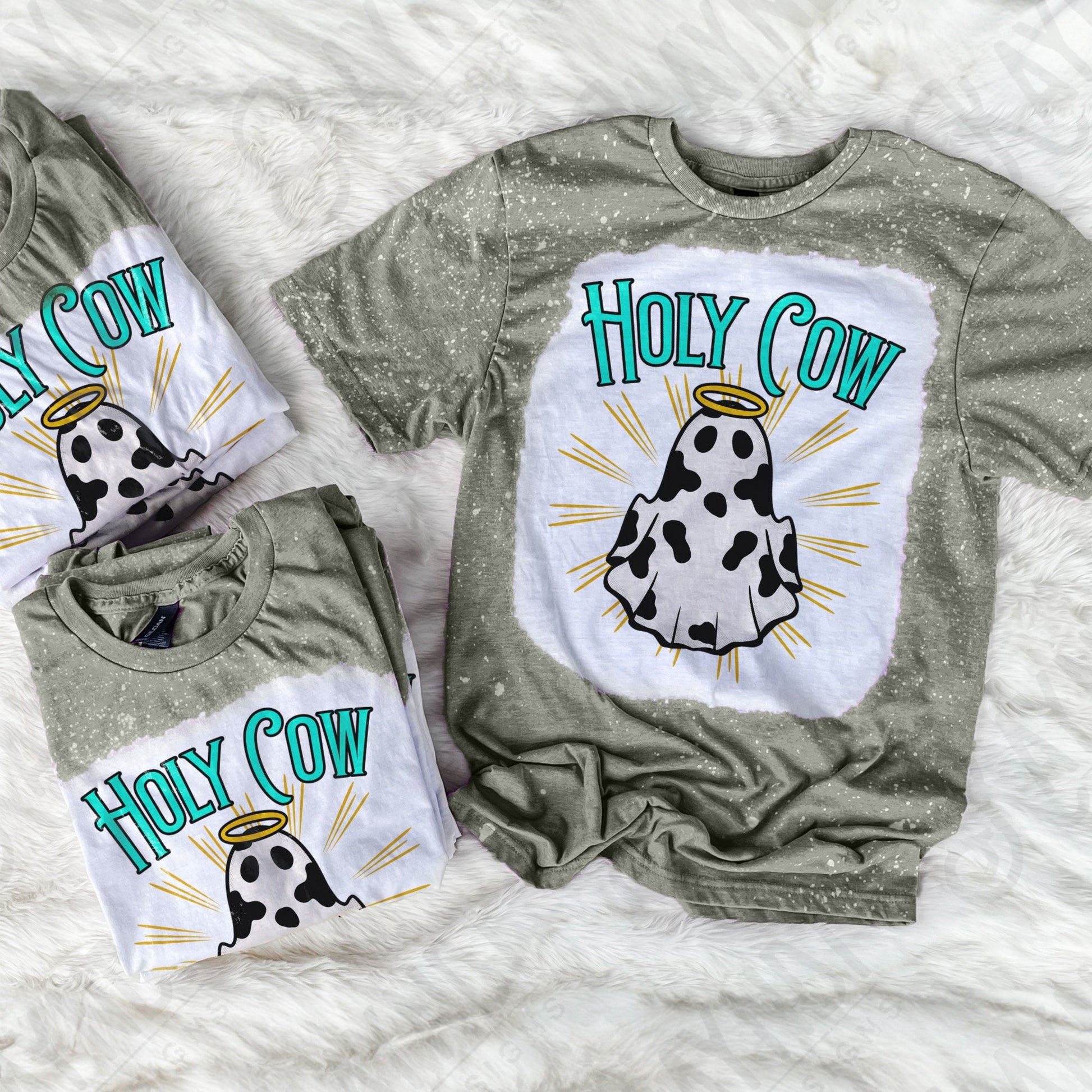 Holy Cow Sublimation Design PNG Digital Download Printable Cow Ghost Halloween Christian Fall Angel Holy Ghost Religious Cow Print
