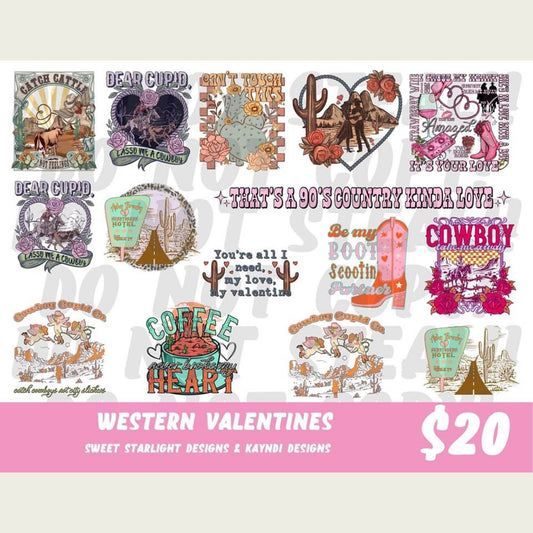 Western Valentine Collab with Sweet Starlight Designs Sublimation Design PNG Digital Download Printable